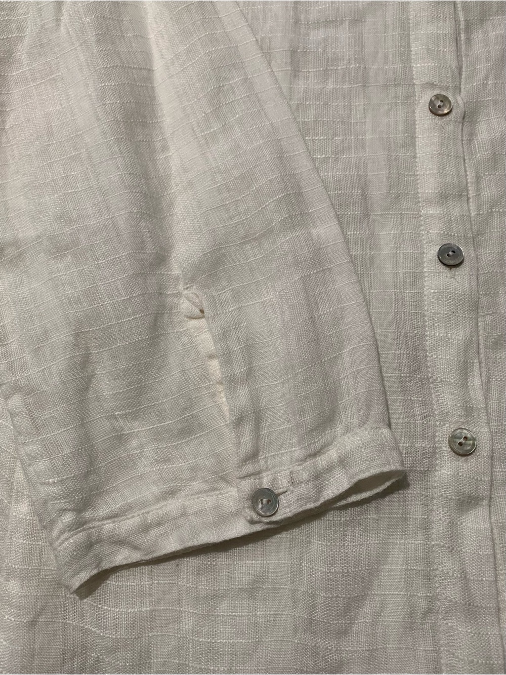 Eileen Fisher White Organic Handkerchief Linen Mandarin Collar Shirt, Fits Small - Picture 6 of 11
